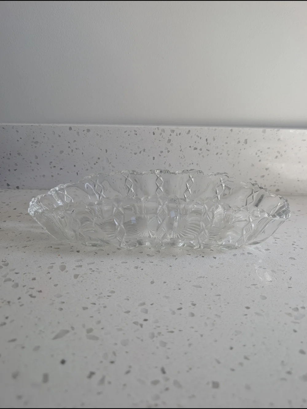 Vintage Clear Pressed Glass Decorative Starburst Serving Tray - Clear